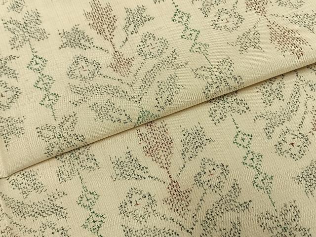 平和屋着物▽上質な紬 単衣 吉祥花文 正絹 逸品 AABF5642fy