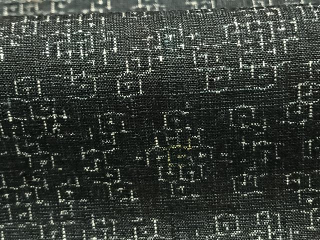 平和屋着物▽結城紬 単衣 80亀甲 幾何学文様 正絹 逸品 AABF5644fy