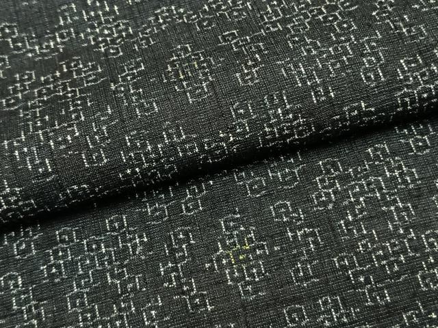 平和屋着物▽結城紬 単衣 80亀甲 幾何学文様 正絹 逸品 AABF5644fy