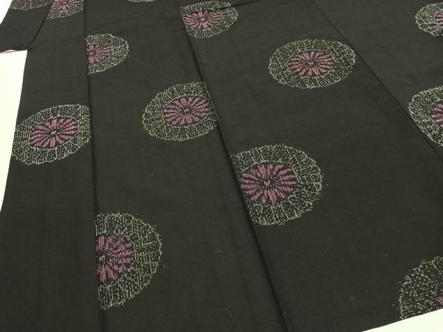 平和屋着物▽上質な紬 単衣 舞花文 正絹 逸品 AABF5646fy