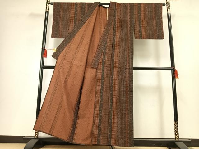 平和屋着物▽本場真綿絢結城紬 単衣 正倉院更紗 花間道 証紙付き 正絹 逸品 AABF5650fy