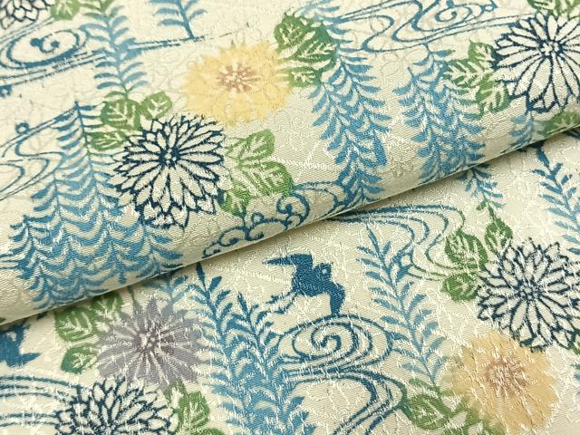 平和屋着物▽上質な小紋 単衣 型染め 花鳥文 正絹 逸品 AABF5653fy