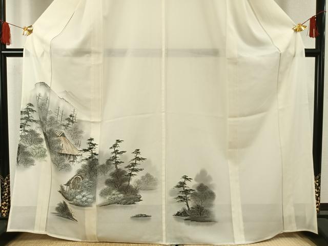 平和屋着物*夏物 訪問着 絽 手描き 風景文 暈し染め 正絹 逸品 AABF5679fy