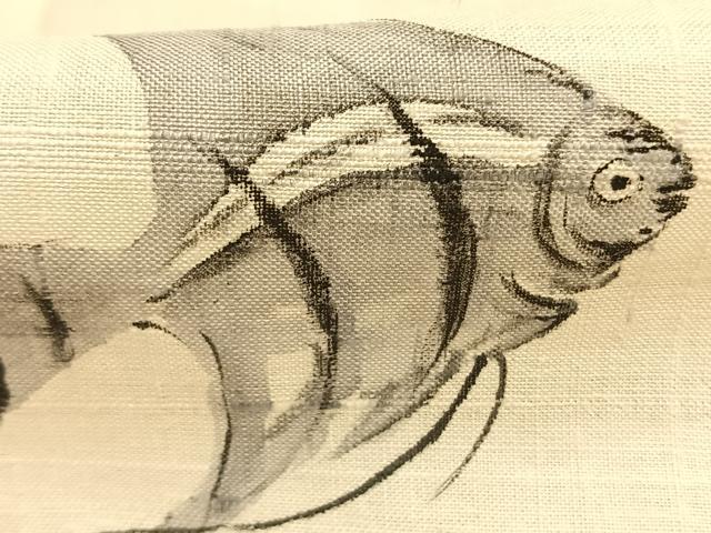 平和屋着物*夏物 訪問着 生紬 手描き 魚 エンゼルフィッシュ 正絹 逸品 AABF5680fy