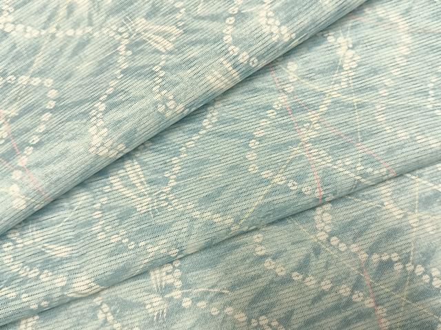 平和屋着物*夏物 小紋 絽 流水勝虫文 洗える着物 AABF5683fy