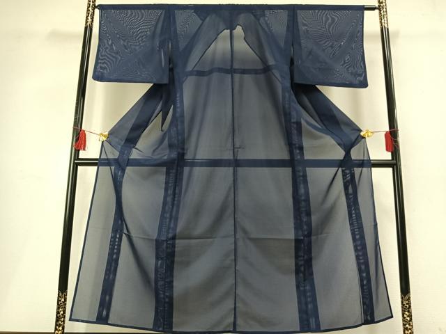 平和屋着物*夏物 色無地 絽 紺青色 洗える着物 AABF5684fy