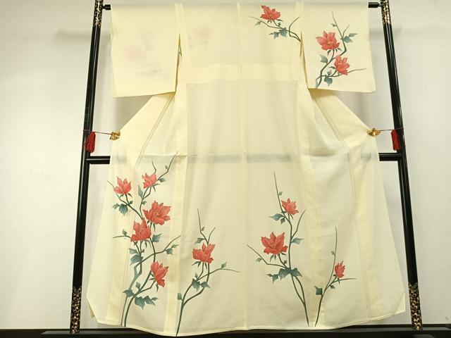 平和屋着物*夏物 訪問着 絽 手描き 枝花文 金彩 正絹 逸品 AABF5717fy