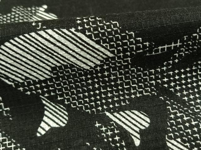 平和屋着物∴夏物 浴衣 金魚 黒地 綿 逸品 AABF5719fy