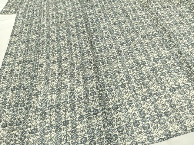平和屋着物*夏物 綿紅梅 小紋 浴衣兼用 型染め 花尽くし 綿 逸品 AABF5721fy