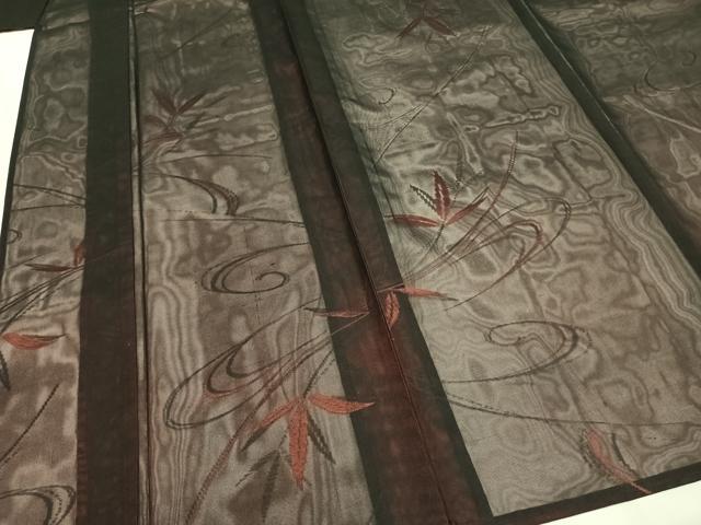 平和屋着物*夏物 小紋 紗 草葉文 正絹 逸品 AABF5736fy