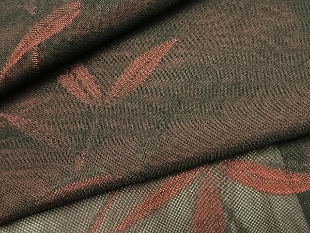 平和屋着物*夏物 小紋 紗 草葉文 正絹 逸品 AABF5736fy