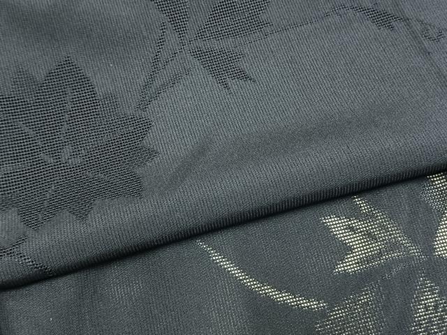 平和屋着物*夏物 色無地 紗 草葉地紋 紺青色 正絹 逸品 AABF5737fy