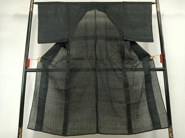平和屋着物*夏物 男性 上布 十字絣 黒地 麻 逸品 AABF5740fy