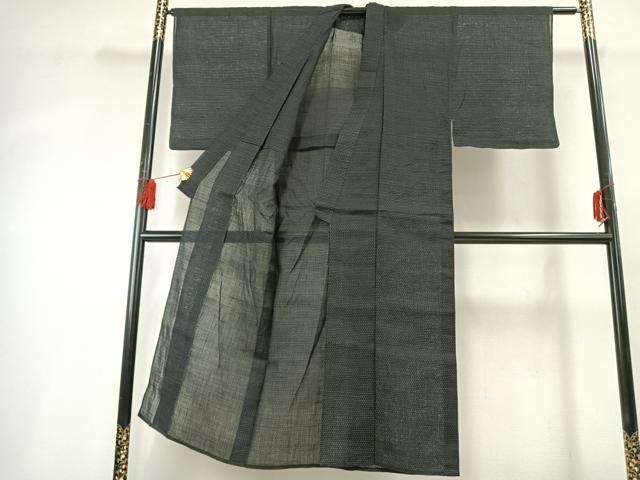 平和屋着物*夏物 男性 上布 十字絣 黒地 麻 逸品 AABF5740fy