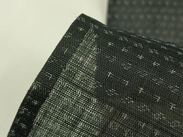 平和屋着物*夏物 男性 上布 十字絣 黒地 麻 逸品 AABF5740fy