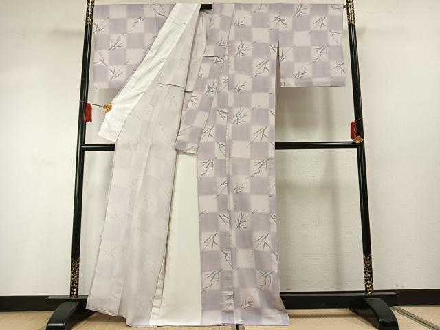 平和屋着物*夏物 小紋 絽 手描き 市松勝虫文様 暈し染め 正絹 逸品 AABF5751fy