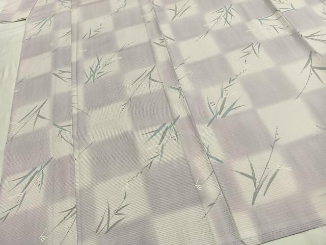 平和屋着物*夏物 小紋 絽 手描き 市松勝虫文様 暈し染め 正絹 逸品 AABF5751fy