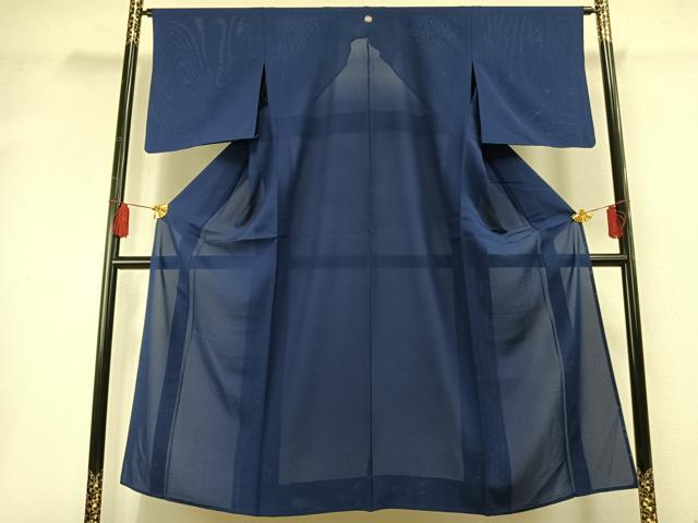 平和屋着物*夏物 色無地 絽 青藍色 正絹 逸品 AABF5754fy