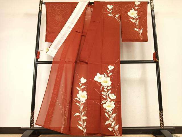 平和屋着物*夏物 訪問着 絽 手描き 草花文 正絹 逸品 未使用 AABF5755fy