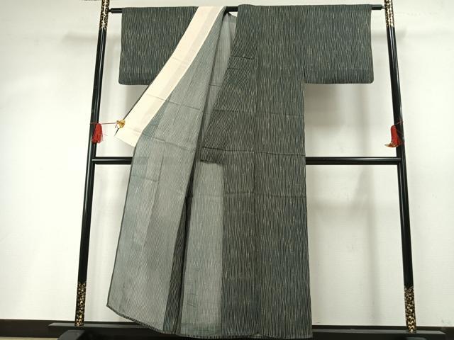 平和屋着物*夏物 小紋 絽 よろけ縞 正絹 逸品 AABF5760fy