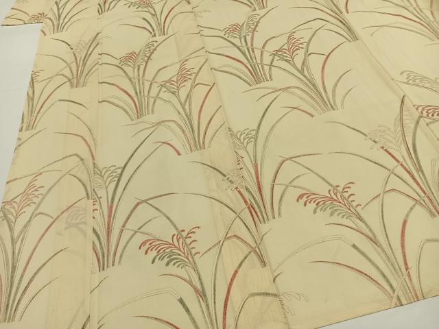 平和屋着物*夏物 小紋 絽 草葉文 金彩 正絹 逸品 AABF5777fy