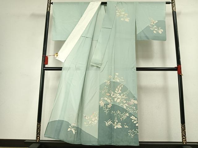 平和屋着物*夏物 訪問着 絽 駒刺繍 草花文 銀彩 正絹 逸品 AABF5782fy