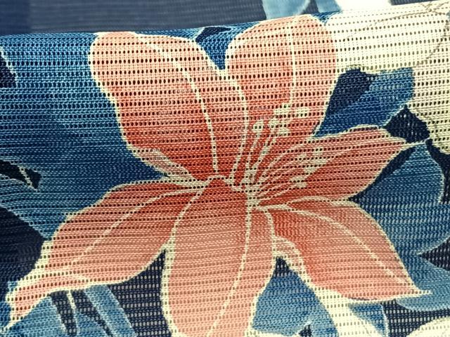 平和屋着物*夏物 小紋 絽 草花文 洗える着物 AABL7582ck