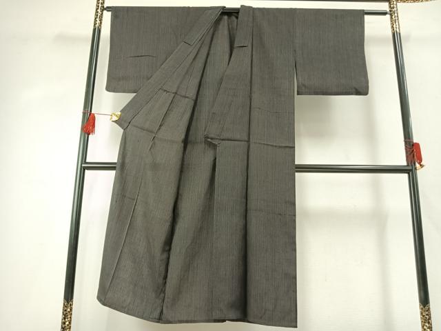 平和屋着物*夏物 紗紬 縞 黒地 正絹 逸品 AABF5791fy