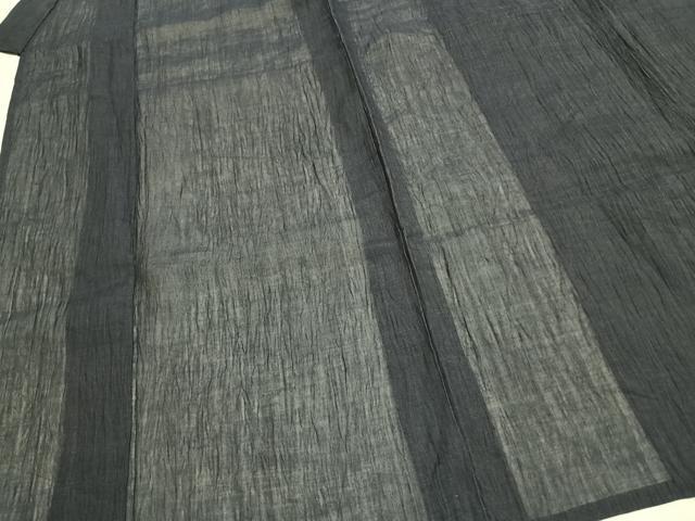平和屋着物*夏物 男性 小千谷ちぢみ 青褐色 麻 逸品 AABF5809fy