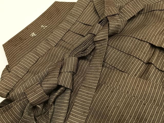 平和屋着物*夏物 男性 馬乗り袴 絽 縞 正絹 逸品 AABF5818fy