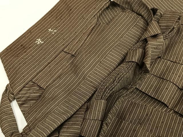 平和屋着物*夏物 男性 馬乗り袴 絽 縞 正絹 逸品 AABF5818fy