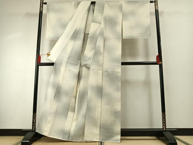 平和屋着物*夏物 小紋 紗 草葉文 暈し染め 正絹 逸品 AABF5822fy