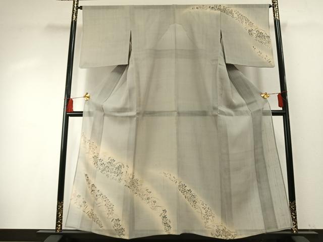 平和屋着物*夏物 染織の名門 しょうざん 生紬 訪問着 手描き 草花文 正絹 逸品 AABF5824fy