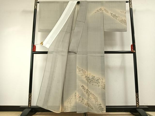 平和屋着物*夏物 染織の名門 しょうざん 生紬 訪問着 手描き 草花文 正絹 逸品 AABF5824fy