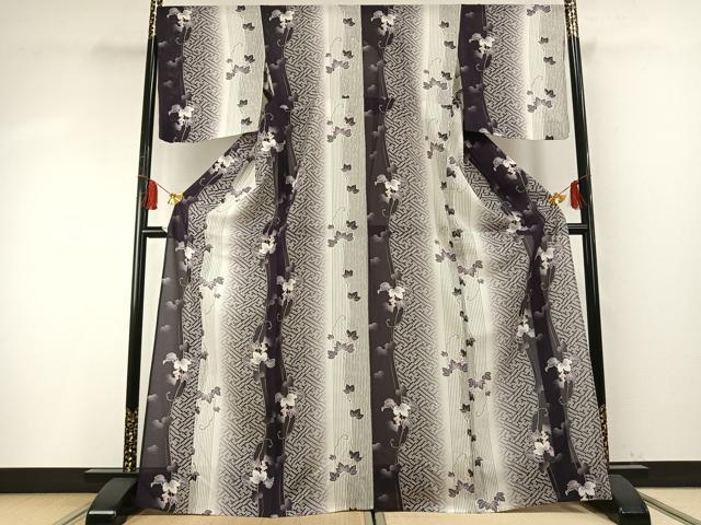 平和屋着物*夏物 小紋 絽 葡萄蔦の葉間道 暈し染め 正絹 逸品 AABF5869fy