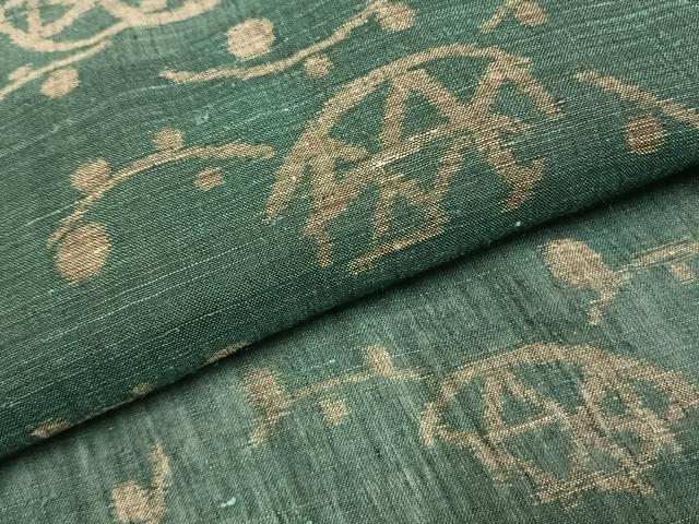 平和屋着物*夏物 小千谷ちぢみ 扇面露芝文 麻 逸品 AABF5871fy