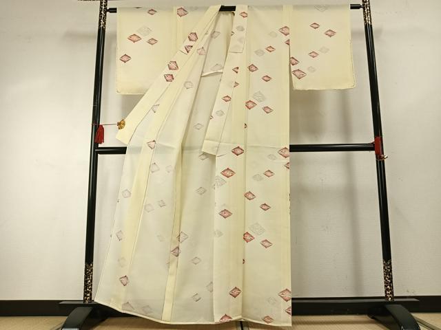 平和屋着物*夏物 小紋 絽 双鶴文 正絹 逸品 AABF5873fy