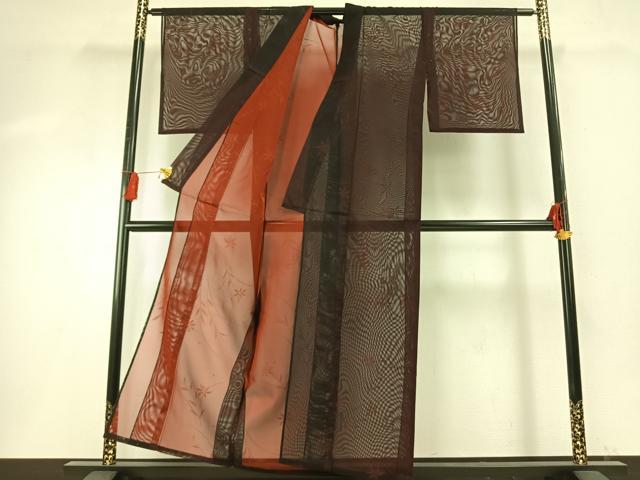 平和屋着物*夏物 小紋 紗 草花文 正絹 逸品 AABF5880fy