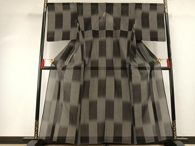 平和屋着物*夏物 本場大島紬 夏大島 9マルキ 市松文様 正絹 逸品 AABF5889fy