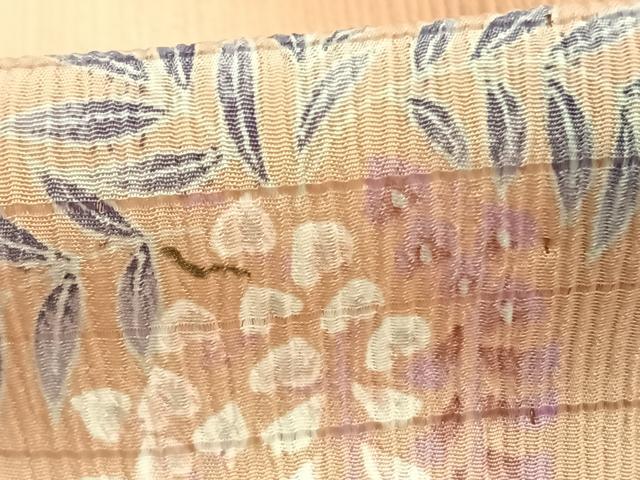 平和屋着物*夏物 小紋 紗 手描き 草花文 暈し染め 洗える着物 AABF5902fy