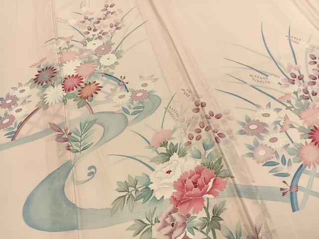 平和屋着物*夏物 訪問着 絽 草花文 暈し染め 正絹 逸品 AABF5906fy