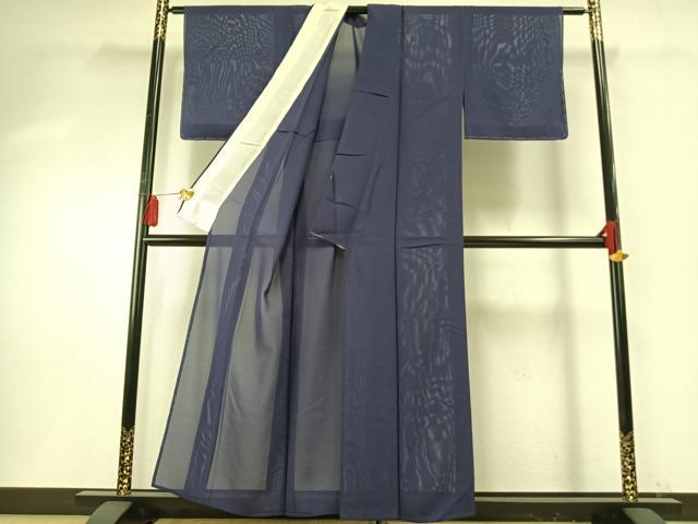 平和屋着物*夏物 色無地 絽 紺藍色 正絹 逸品 AABF5907fy