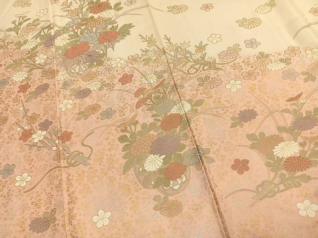 平和屋着物●訪問着 片輪車花文 暈し染め 金銀彩 正絹 逸品 AABF5916fy