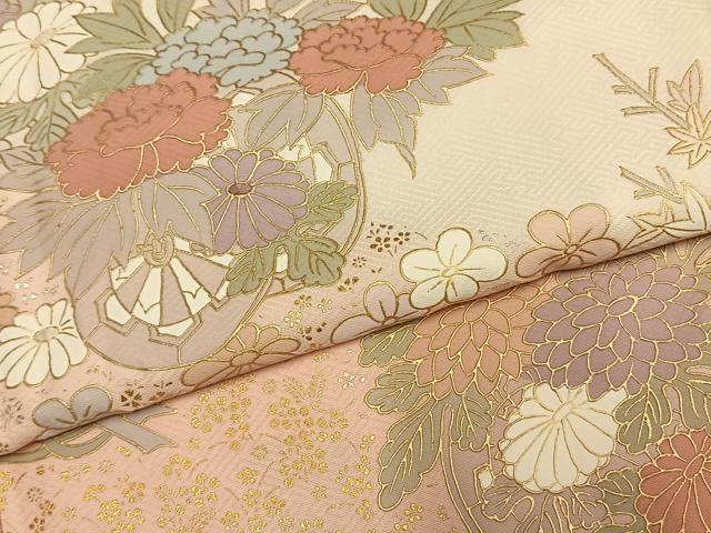 平和屋着物●訪問着 片輪車花文 暈し染め 金銀彩 正絹 逸品 AABF5916fy