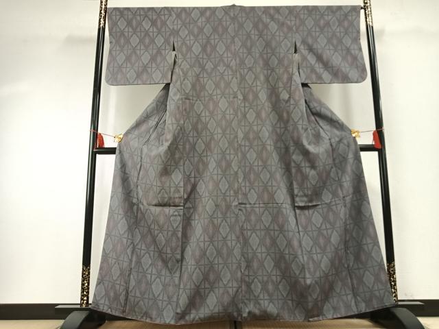 平和屋着物●本塩沢 110亀甲 亀甲文様 正絹 逸品 AABF5919fy