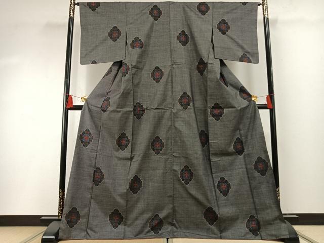平和屋着物●本場大島紬 一元7マルキ 吉祥花文 正絹 逸品 AABF5923fy