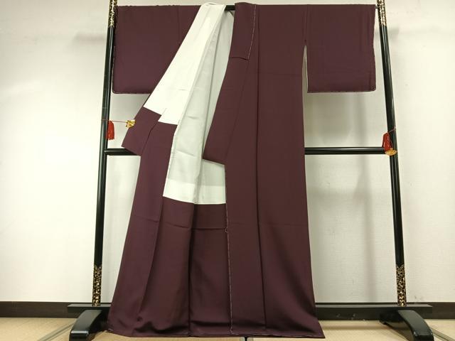 平和屋着物●上質な色無地 紫鳶色 正絹 逸品 未使用 AABF5927fy