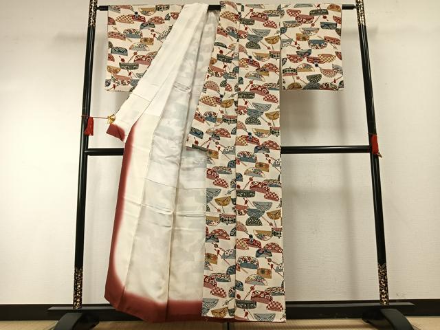 平和屋着物●上質な小紋 型染め 櫛 簪 鬼しぼ縮緬 正絹 逸品 AABF5929fy