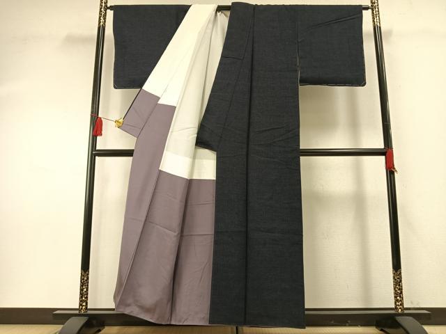 平和屋着物●上質な紬 格子 正絹 逸品 未使用 AABF5933fy