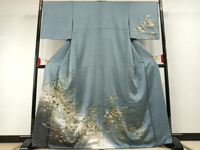 平和屋着物●訪問着 風景花文 暈し染め 金銀彩 正絹 逸品 AABF5936fy